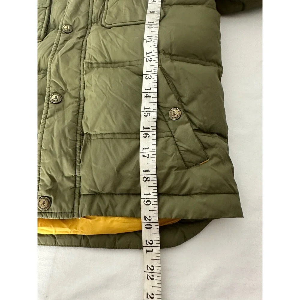 Lands End Kids Size L/7 Green Down‎ Puffer Jacket Hood Pockets Winter Warm Coat